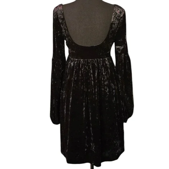 Free People Black Vevlet Solid Oh So Easy Babydoll Dress Size Small - Picture 2 of 6